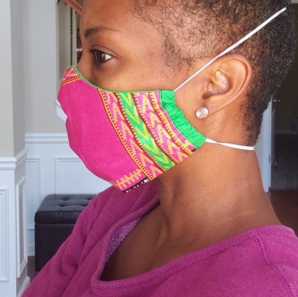Cloth Face Mask 3 Layer Ankara Print FREE w BUNDLE - Picture 2 of 8